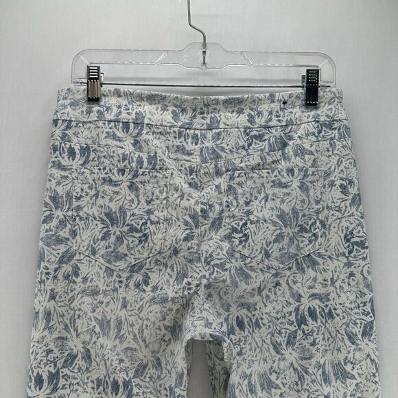 Mario Serrani Floral Pull-On Capri Pants Women M Slim-Straight Floral Blue White - Picture 5 of 11